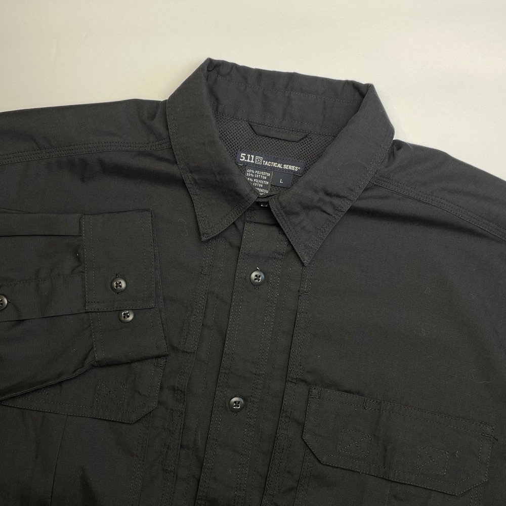 5.11 Tactical Button Shirt Mens XXL Ripstop Black Long Sleeve Vented Breathable